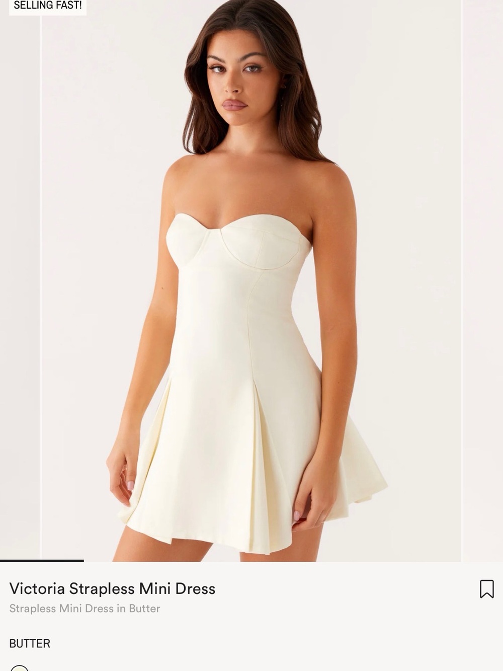 Peppermayo Strapless Mini Dress in Buttercream